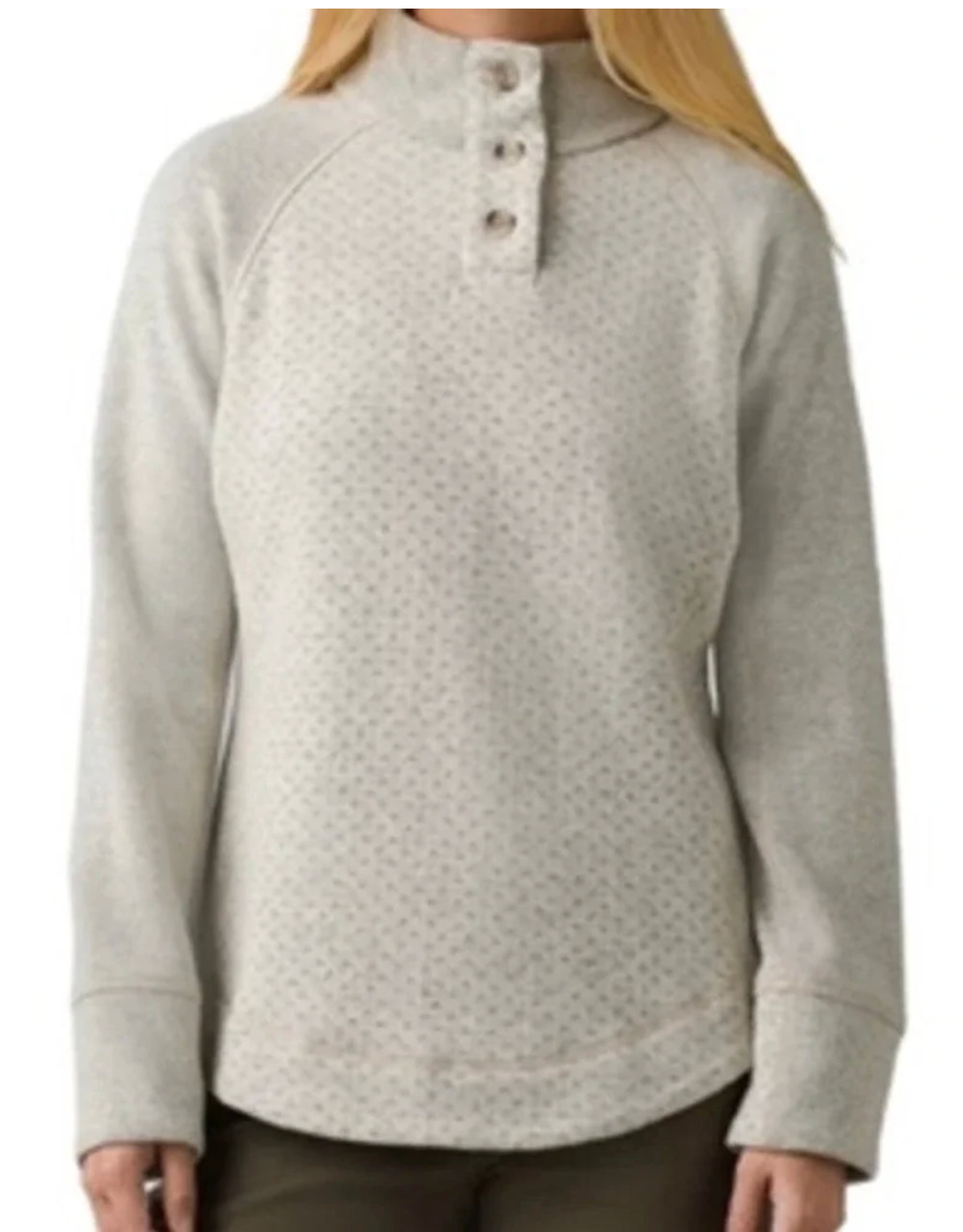 Prana Frozen Falls Sweater Womens Small Pebble Gray Recycled Wool Blend Gorpcore